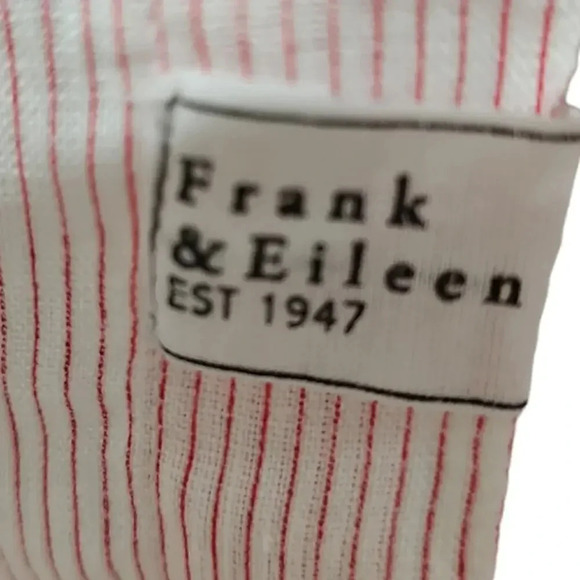 Frank & Eileen Paul Linen Button-Up Shirt Red Stripe Size S Unisex - Picture 4 of 7